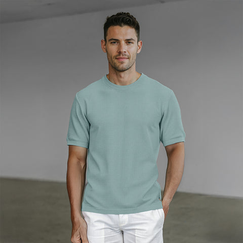 Men's Flat Knit Roundneck T-Shirt - Granite Green