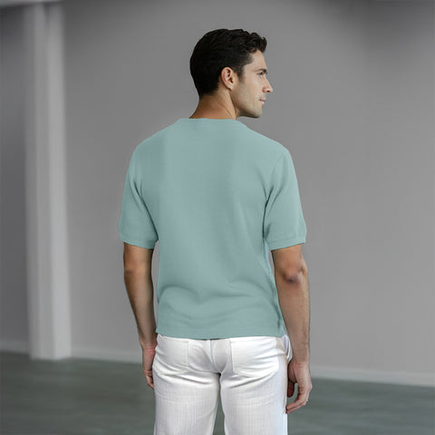 Men's Flat Knit Roundneck T-Shirt - Granite Green