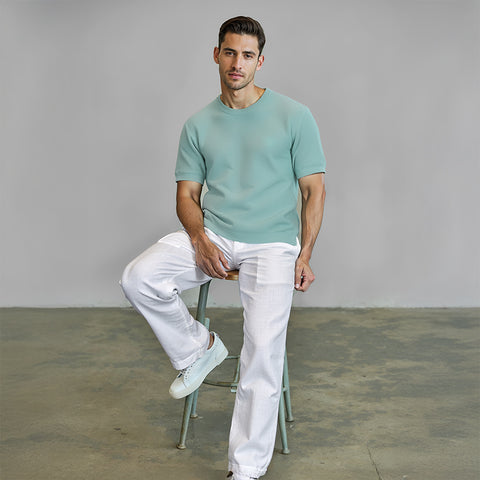 Men's Flat Knit Roundneck T-Shirt - Granite Green
