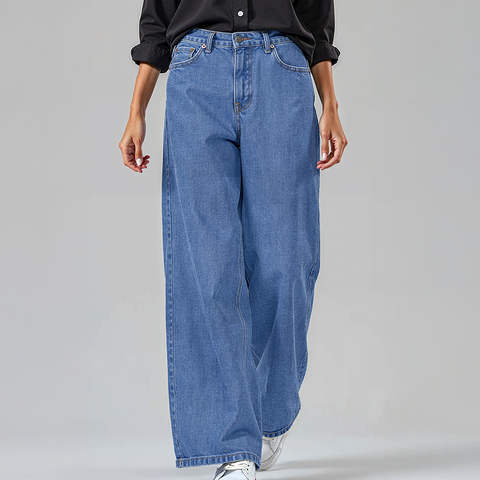 Women's Denim Baggy Fit Jeans - Light Blue