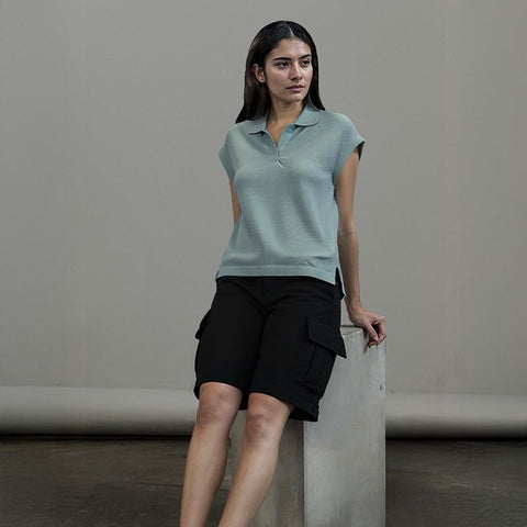 Women's Cotton Drill Cargo Shorts - Black