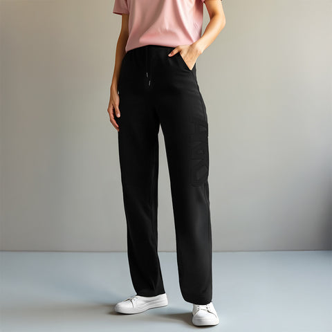 Women's Embossed French Terry Joggers - Black