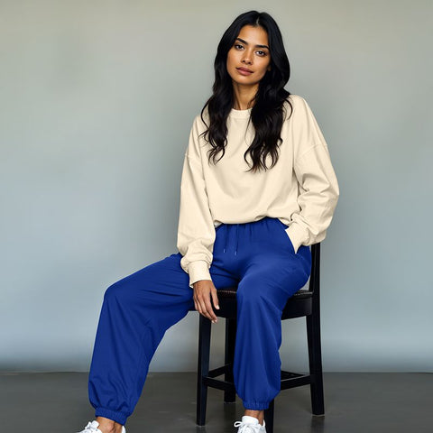 Women's French Terry Joggers - Navy Blue