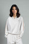 Women's French Terry Zipped Sleeve Hoodie - Beige