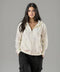 Women's French Terry Embossed Hoodie - Off White