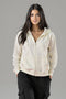 Women's French Terry Embossed Hoodie - Off White