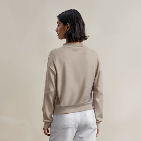Women's Flatknit Cropped Sweatshirt - Beige