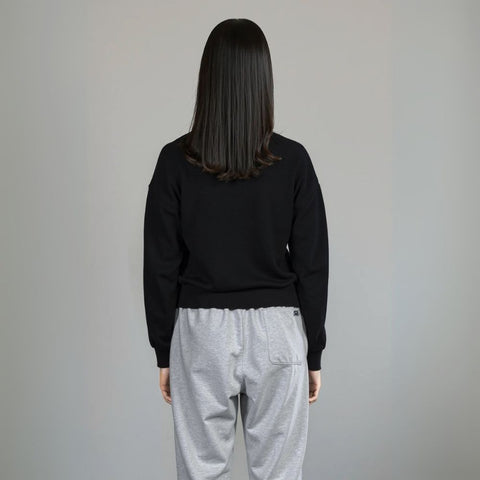 Women's Flatknit Cropped Sweatshirt - Black