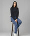 Women's French Terry Raglan Sleeve Sweatshirt - Black