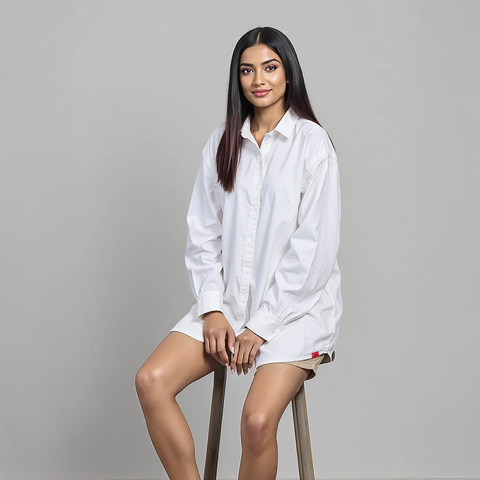 Women's Cotton Twill Shacket - Off white