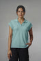 Women's Flat Knit Sleeveless Polo T-Shirt - Granite Green