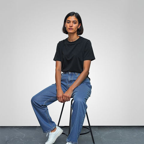 Women's Cotton Jersey Roundneck T-Shirt - Black