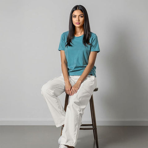 Women's Cotton Jersey Roundneck T-Shirt - Teal
