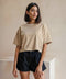 Women's French Terry Crop T-shirt - Beige