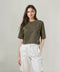 Women's French Terry Crop T-shirt - Olive
