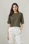 Women's French Terry Crop T-shirt - Olive