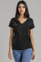Women's Cotton Jersey V-Neck T-Shirt - Black