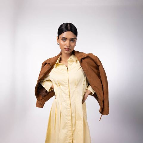 Suede Leather Jacket - Camel Brown
