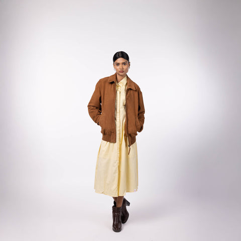 Suede Leather Jacket - Camel Brown