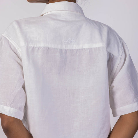 Women's Oversized Crop Shirt - White