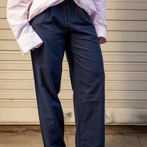 Women's Cotton Melange Tailored Pants - Blue
