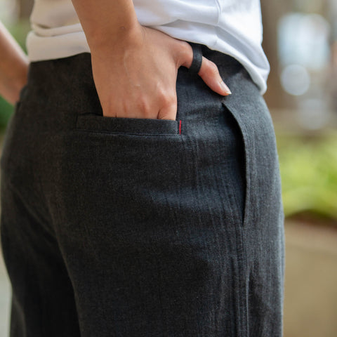 Women's Cotton Melange Tailored Pants - Charcoal