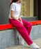 Women's Cotton Melange Tailored Pants - Maroon