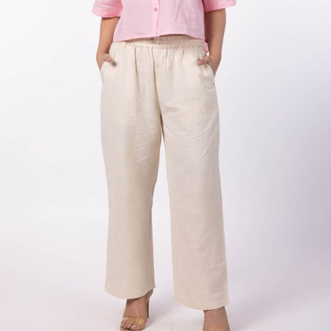Women's Blended Drawstring Pants - Beige