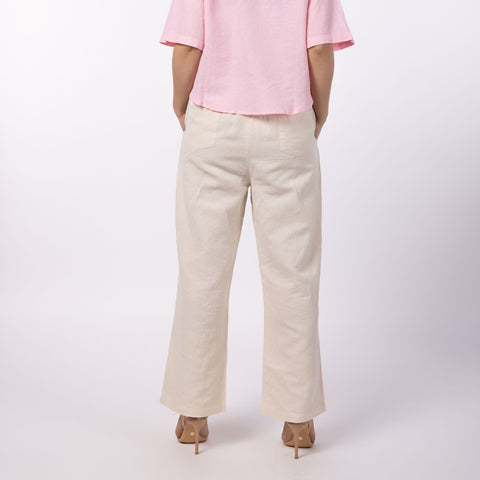 Women's Blended Drawstring Pants - Beige