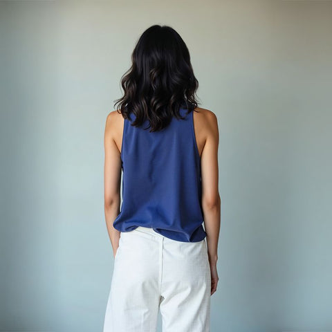 Women's Modal Jersey Halter Neck Top - Navy Blue