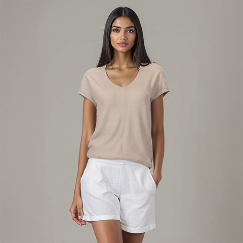 Women's Flatknit Kaftan Top - Beige