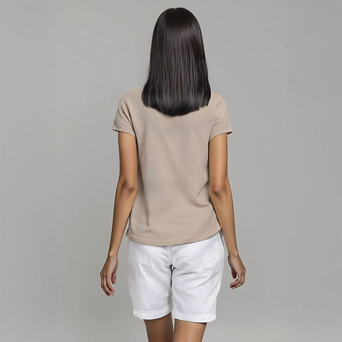 Women's Flatknit Kaftan Top - Beige