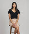 Women's Flatknit Kaftan Top - Black