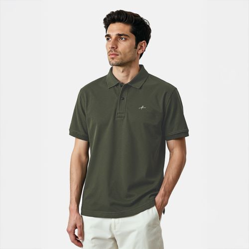 Men's Cotton Honeycomb Polo T-shirt - Olive