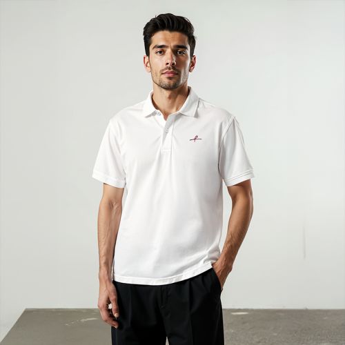 Men's Cotton Honeycomb Polo T-shirt - White